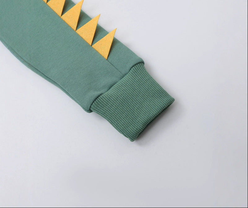 Embroidered Hoodie Sweatshirt for Boys in Olive Green