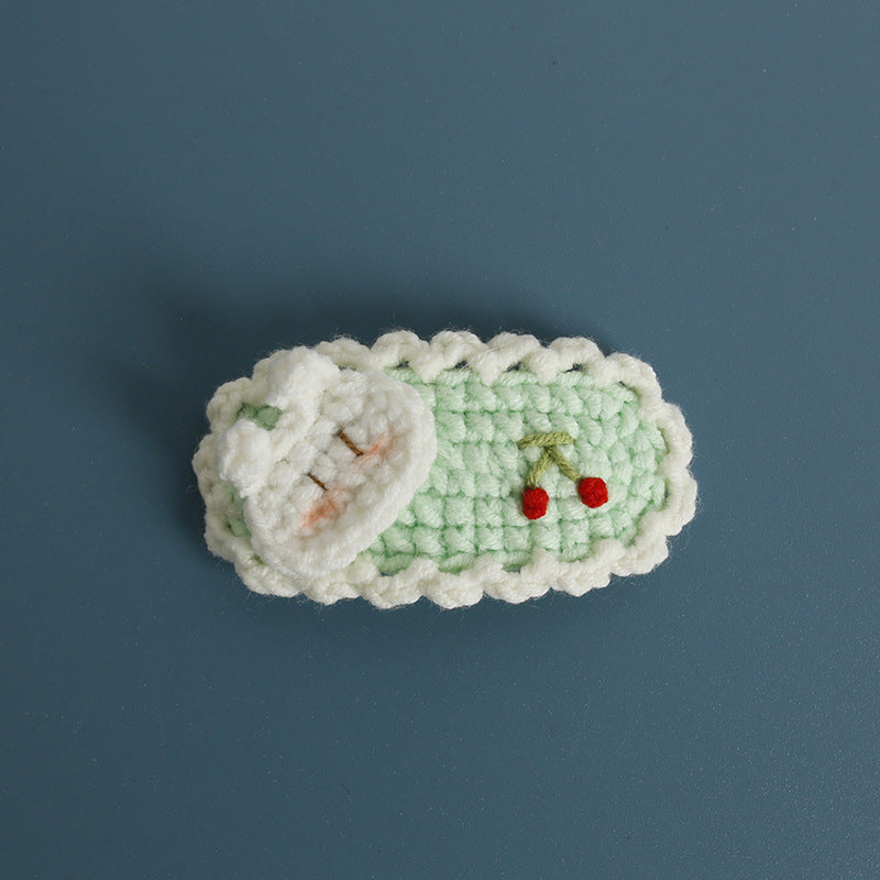 Sweet Handmade Crochet Bunny Hair Clip Cartoon Style Hair Accessory