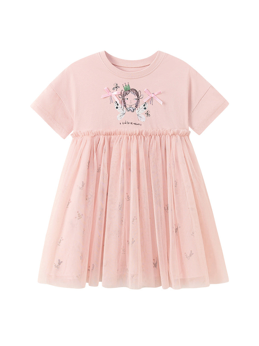 Girls' Tulle Dress Cute Short Sleeve Princess Dress
