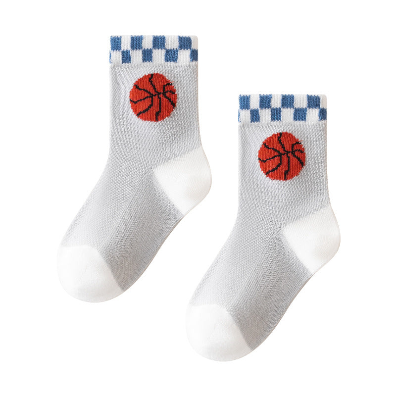 Children's Basketball Socks Cartoon Design Breathable Antimicrobial Mid-Calf Socks