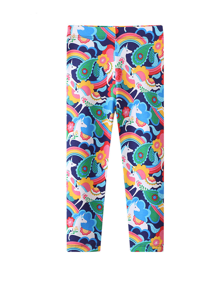 Cartoon Unicorn Print Girls Leggings Cotton Spring/Fall