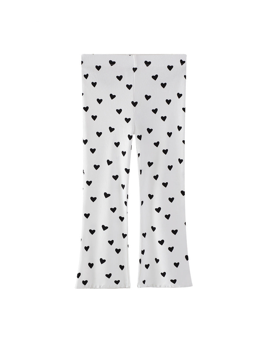 Stylish Kids Wide Leg Trousers With Heart Pattern