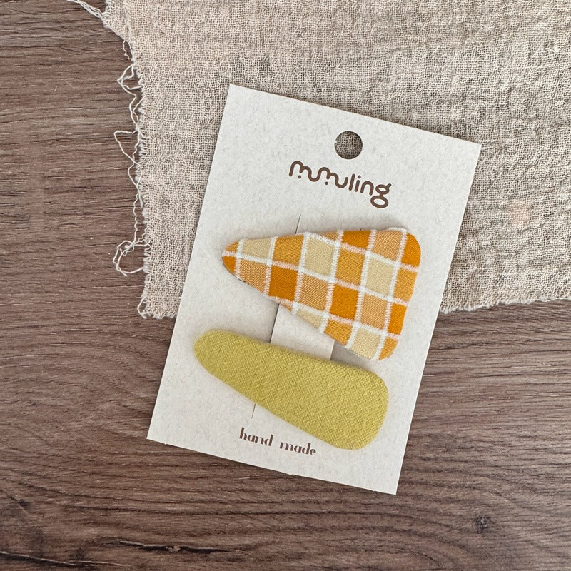 Children's Triangle Plaid Hair Clips Set