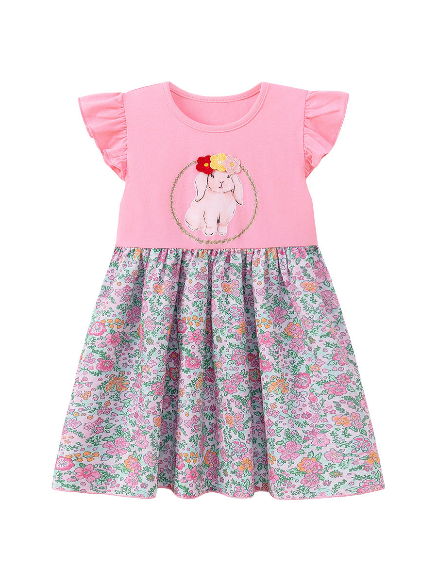 Summer Cartoon Floral Dress for Girls