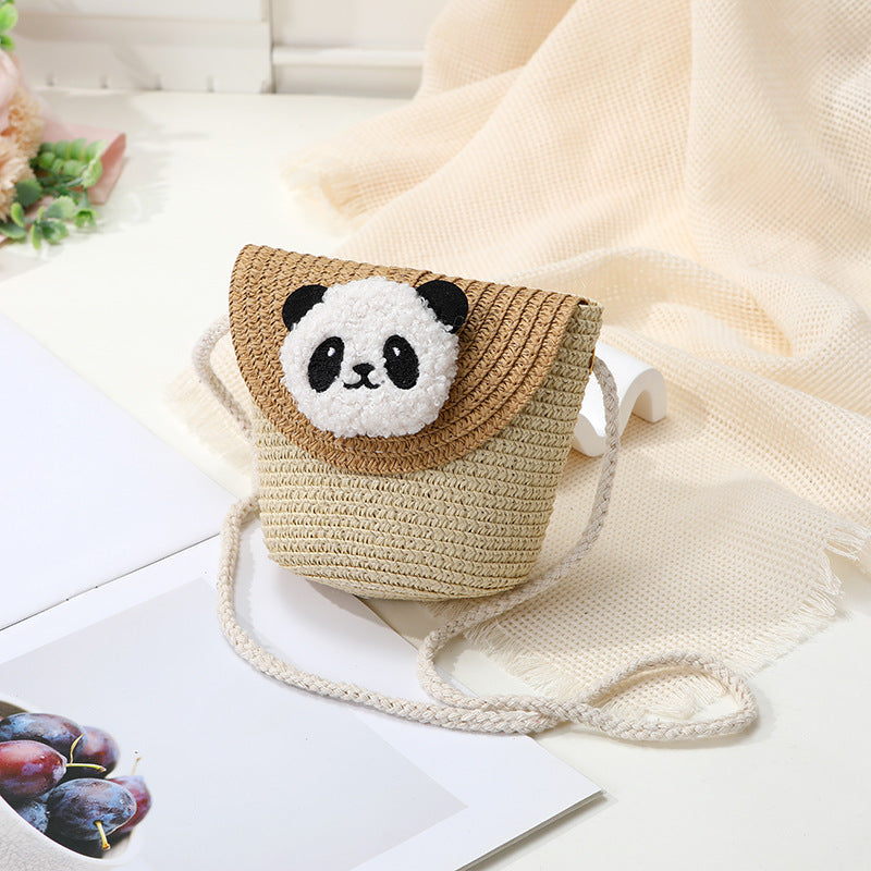 Mini Cute Panda Woven Straw Bag for Women