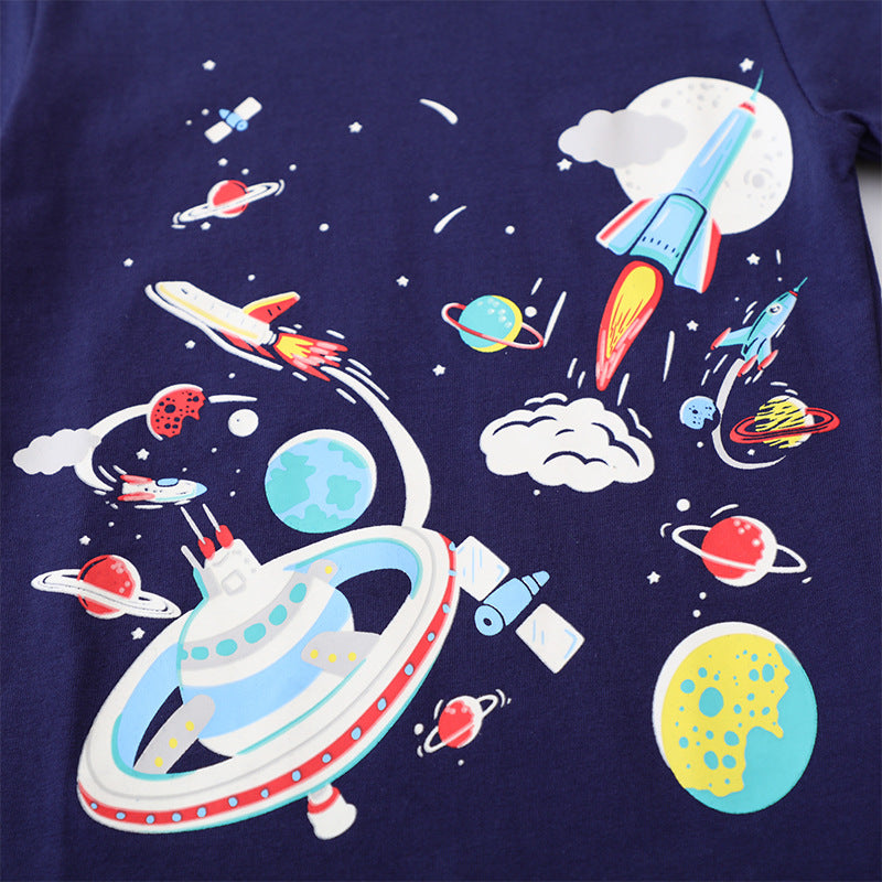 Kids Cartoon Short Sleeve T-Shirt Breathable Cotton Top