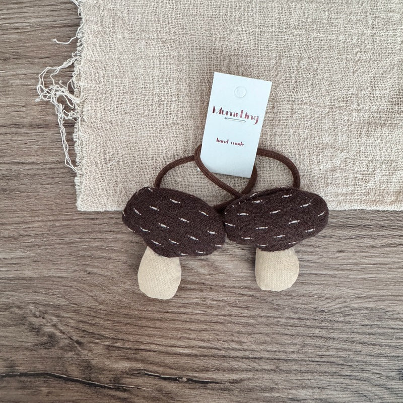 Cute Fabric Mushroom Hair Ties for Kids