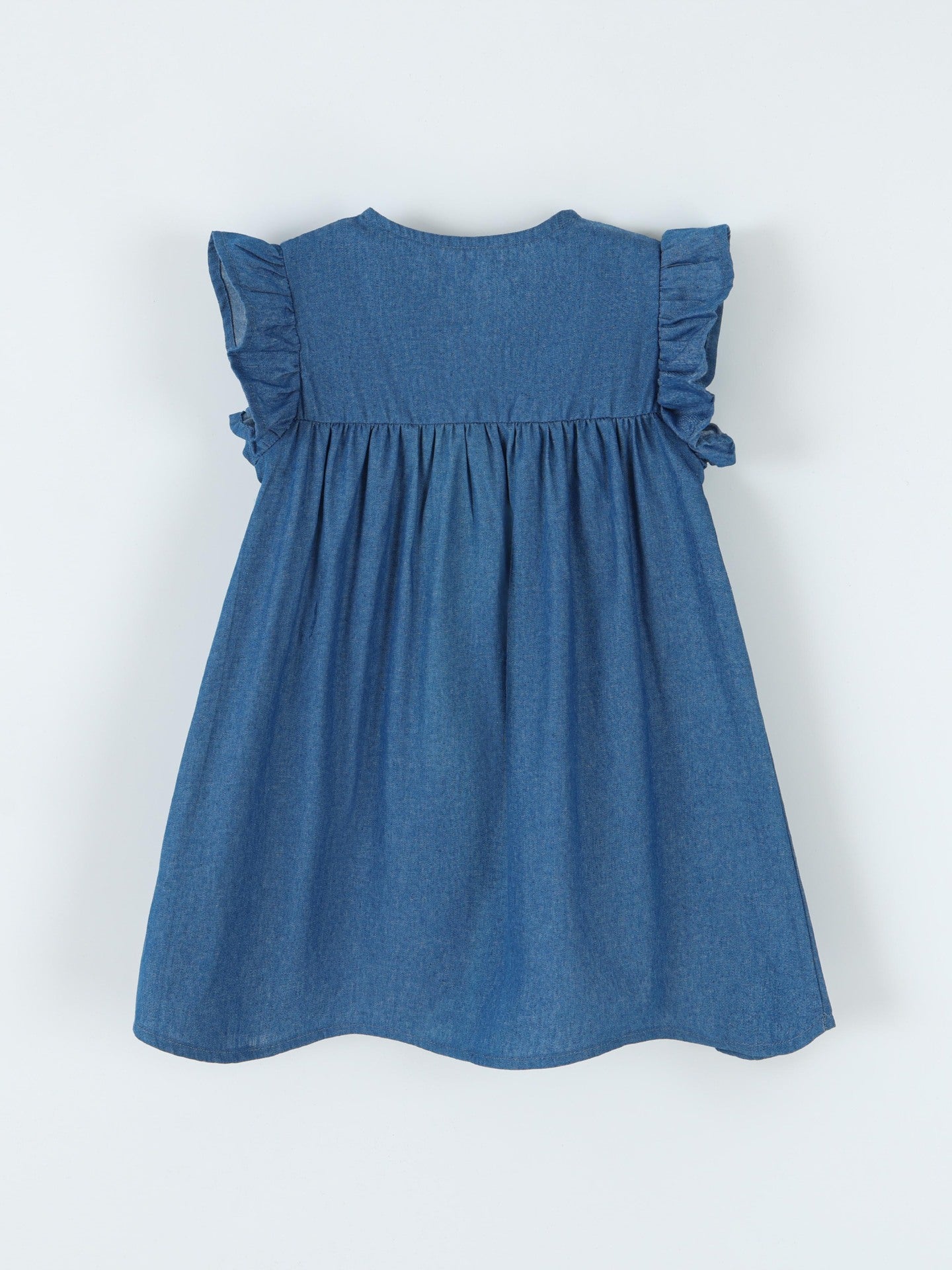 Trendy Denim A-Line Dress with Cute Floral Design