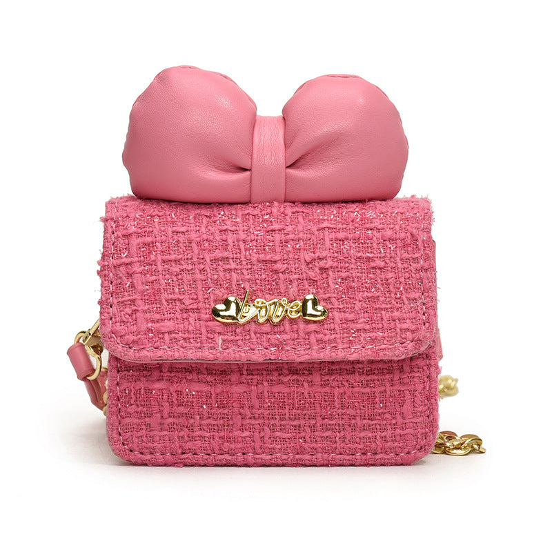 Sweet Bow Children's Shoulder Bag Plaid Fashion Style