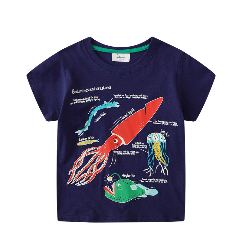Glow in the Dark Underwater World Boys' T-Shirt Cotton Casual Style