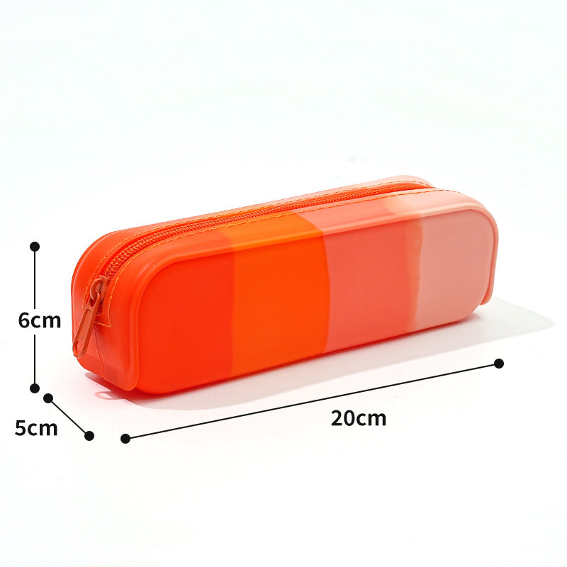 Gradient Silicone Pencil Case Large Capacity 20cm