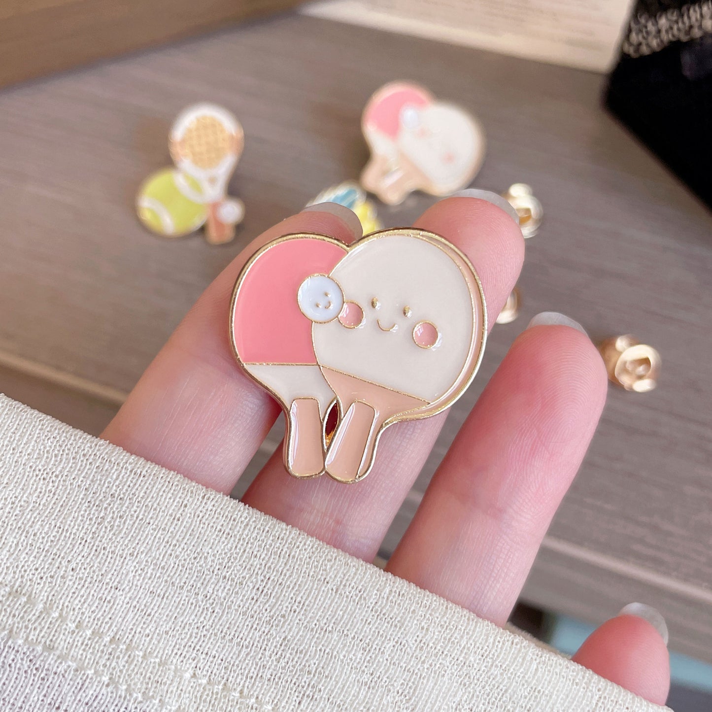 Cute Cartoon Sports Brooches – Badminton, Tennis & Ping Pong Metal Pins