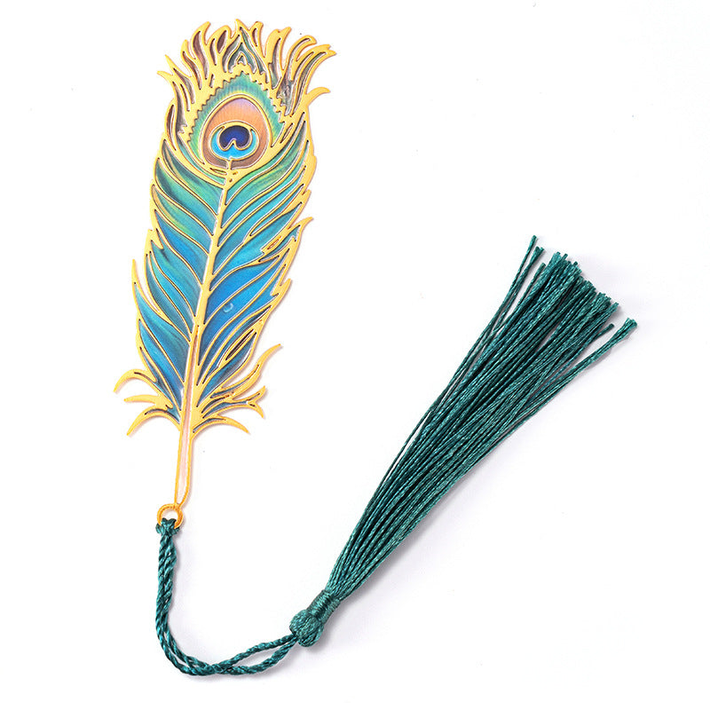 Peacock Feather Bookmark Hollow Cutout Metal Gift