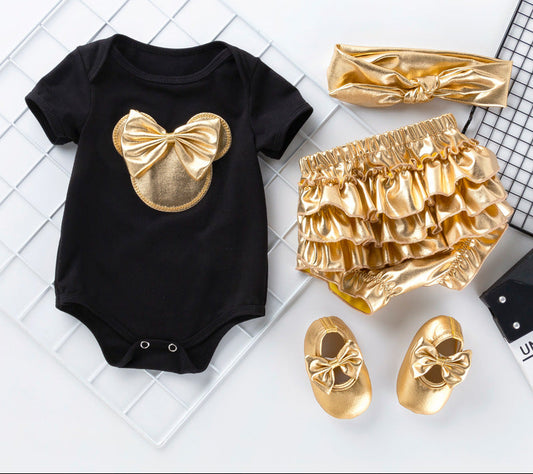 Newborn Baby Cartoon Romper and Shorts Set for Girls