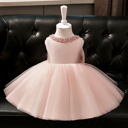 Toddler Girls' Pink Tulle Birthday Dress with Bow