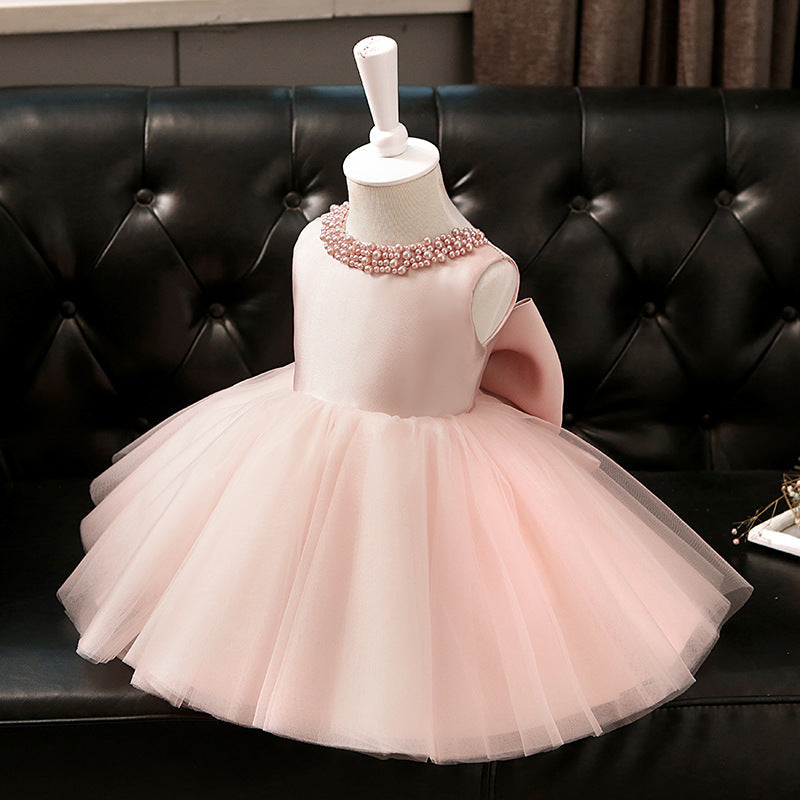Toddler Girls' Pink Tulle Birthday Dress with Bow