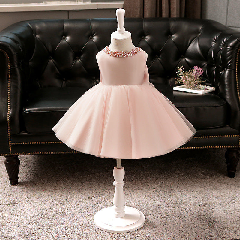 Toddler Girls' Pink Tulle Birthday Dress with Bow