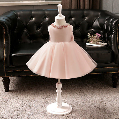 Toddler Girls' Pink Tulle Birthday Dress with Bow
