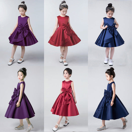Girls' Bowknot Princess Evening Gown