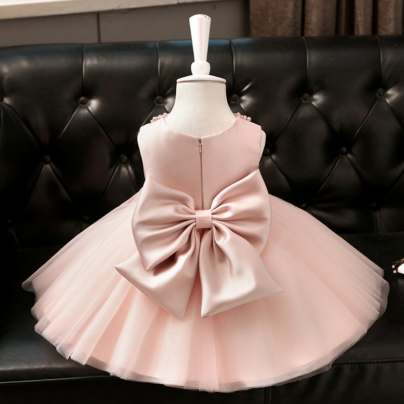 Toddler Girls' Pink Tulle Birthday Dress with Bow