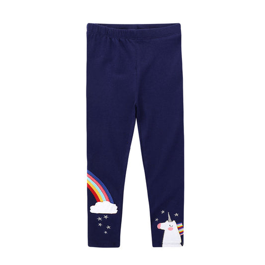 Cartoon Embroidery Cotton Leggings for Girls