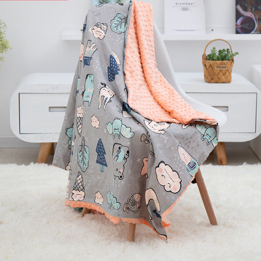 Cotton Cartoon Baby Security Blanket Cozy Infant Throw Blanket
