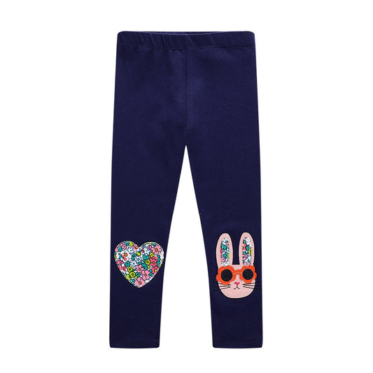 Trendy Solid Color Girls Leggings Cotton Casual Pants