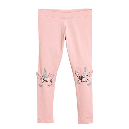 Unicorn Pattern Cotton Leggings For Girls