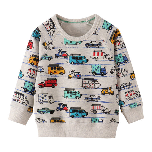 Kids Cartoon Crew Neck Sweatshirt Soft Cotton Casual Style