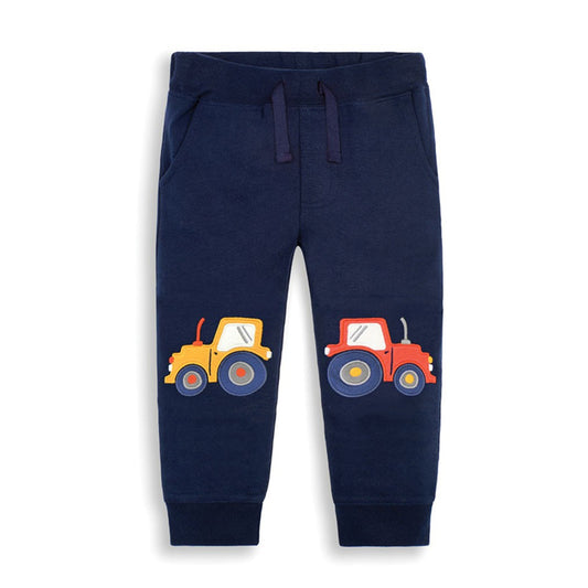 Trendy Cartoon Print Cotton Long Pants for Boys