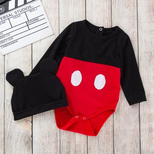 Baby Long Sleeve Bodysuit Set with Hat - Unisex Cotton Outfit