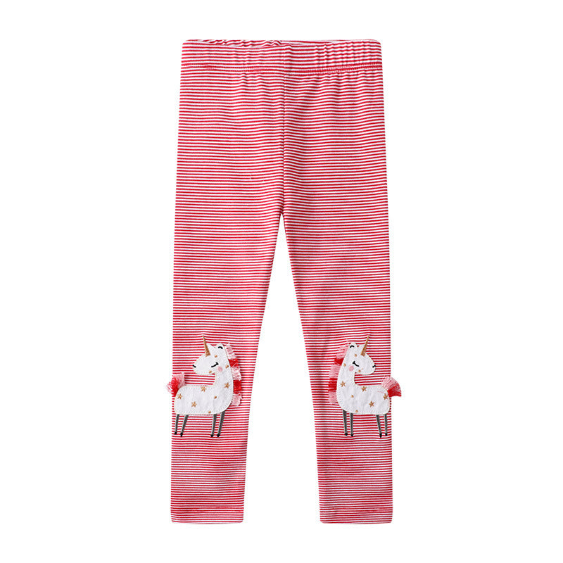 Girls' Cartoon Print Slim Fit Leggings Casual Cotton Pants