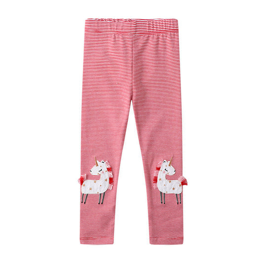 Girls' Cartoon Print Slim Fit Leggings Casual Cotton Pants