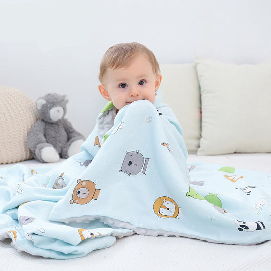 Thick Breathable Baby Blanket with Cartoon Animals