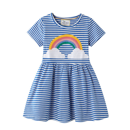 Girls' Striped Princess Dress Cotton Summer Dress