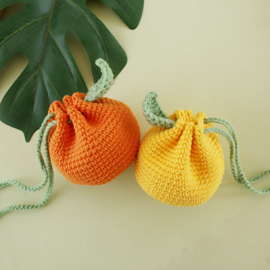 Handcrafted Knitted Orange Bag Cute Coin Purse Fresh Style