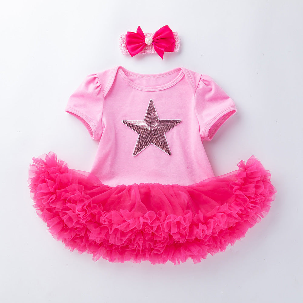 Superhero Short Sleeve Baby Romper Dress Set