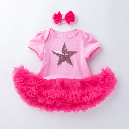 Superhero Short Sleeve Baby Romper Dress Set