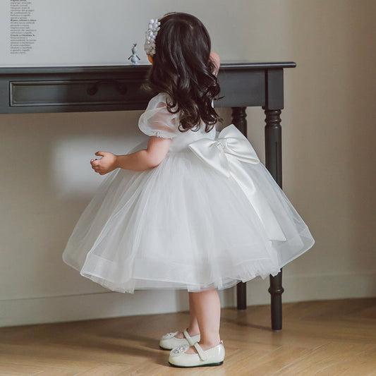 Girls' White Lace Princess Dress