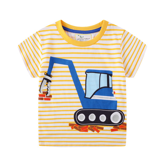 Kids Cartoon Short Sleeve T-Shirt Comfortable Cotton Top