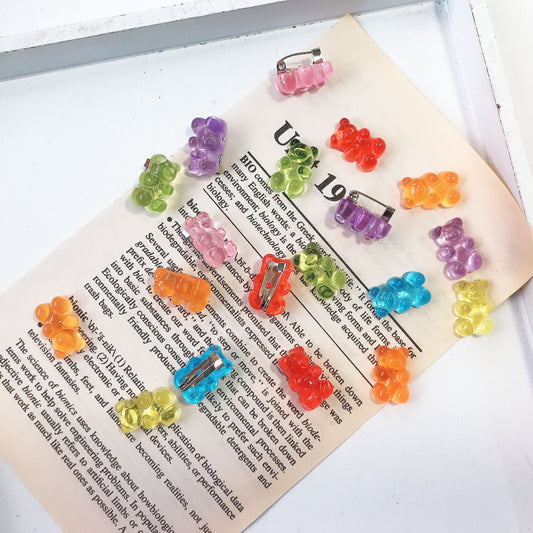 Candy Color Bear Brooch Cute Mini Badge for Bags