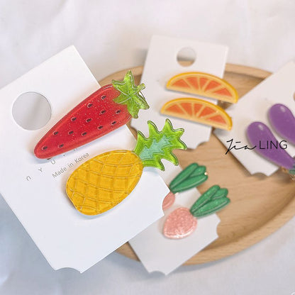 Cartoon Fruit Vegetable Hair Clips Fun Side Clips