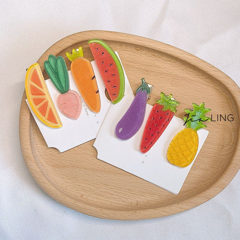 Cartoon Fruit Vegetable Hair Clips Fun Side Clips