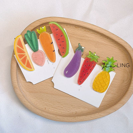Cartoon Fruit Vegetable Hair Clips Fun Side Clips