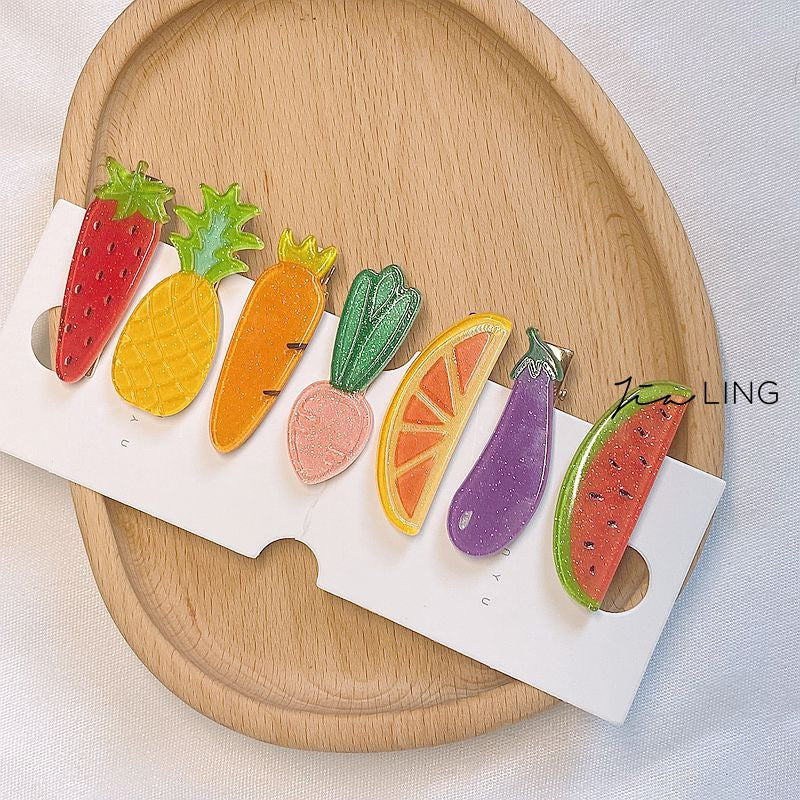 Cartoon Fruit Vegetable Hair Clips Fun Side Clips