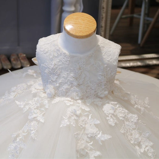 Girls' Princess Tulle Dress with Lace Details