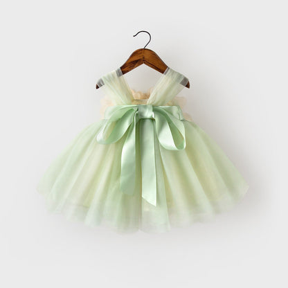 Girls' Floral Linen Summer Princess Dress