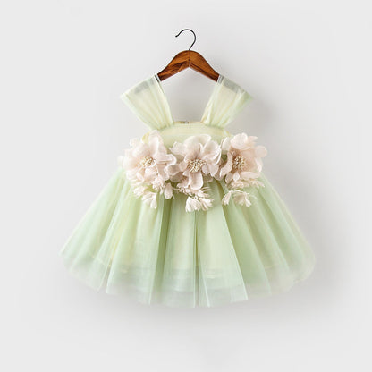 Girls' Floral Linen Summer Princess Dress