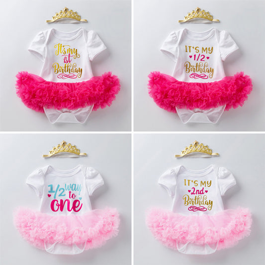Baby Girl Birthday Dress Cute Princess Infant Bodysuit