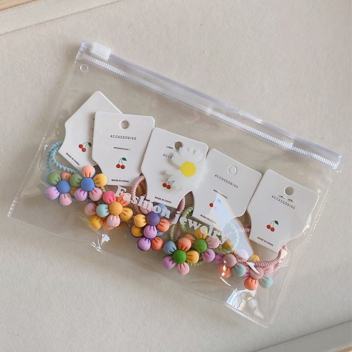 10-Pack Daisy Hair Ties for Girls - Soft Non-Damaging Kids Hairbands